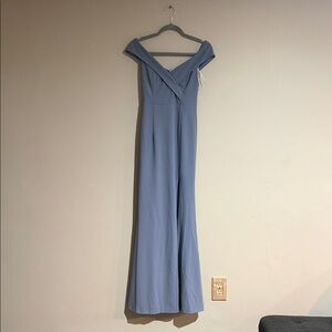 Elegant Off-Shoulder Long Dresser in Blue